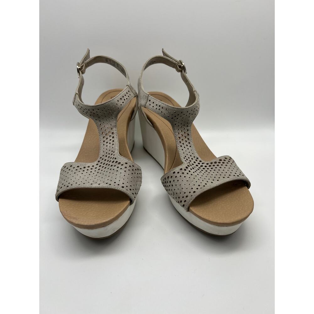 Dr. Scholl's Bisque Beige White Wedge Comfortable‎ Strap Casual Sandals Size 9M